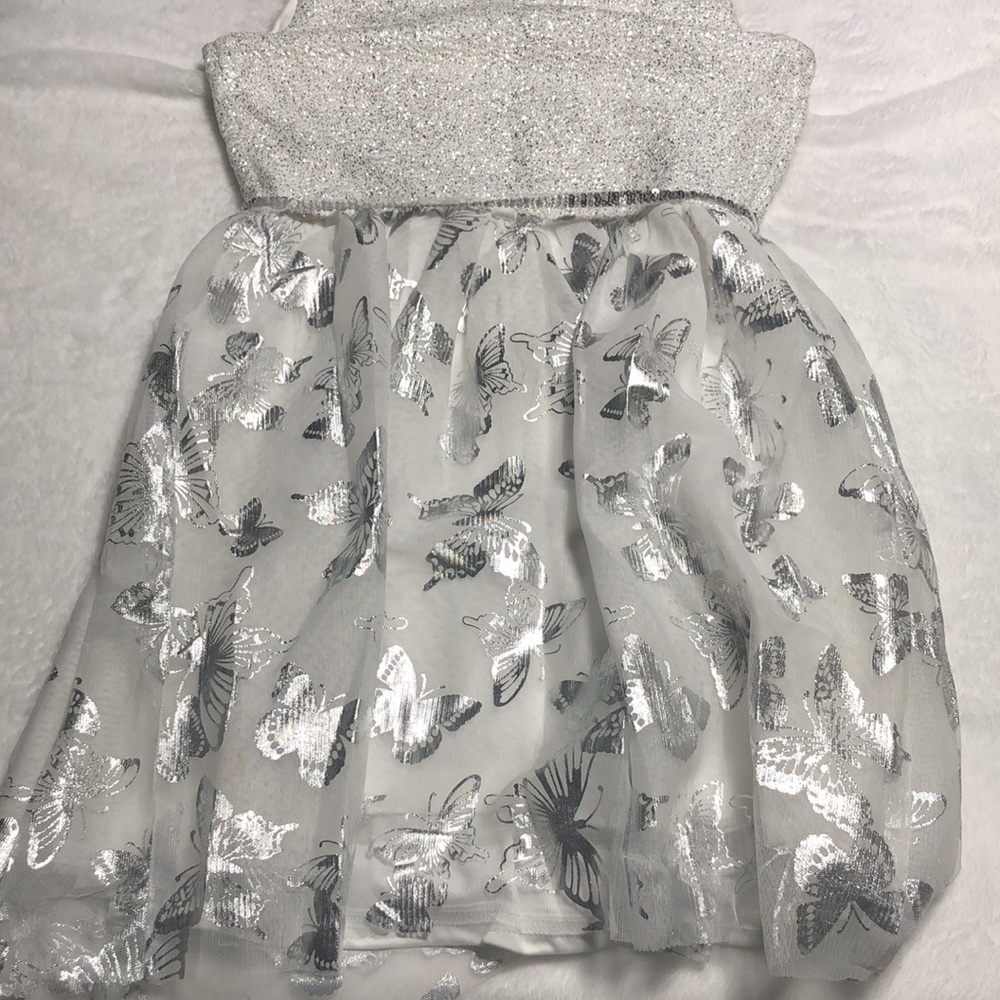 🐇🐣Easter Dress White and silver glittered dress With foiled butterflies - Picture 6 of 7